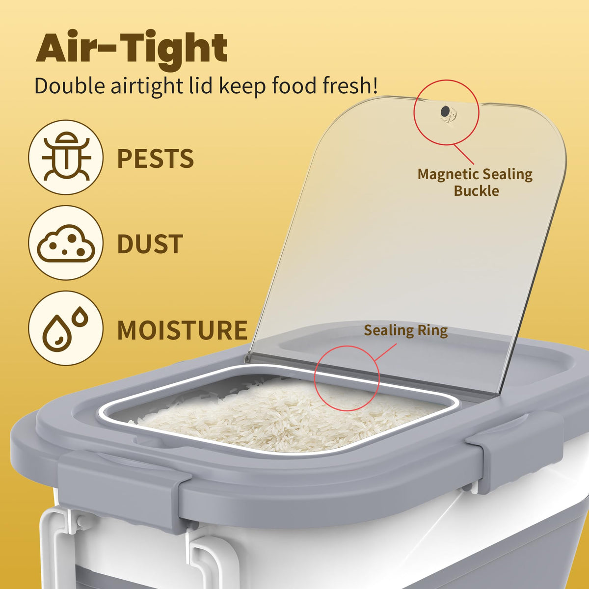 3 Pack Airtight Dog Food Storage Container with Bamboo Lids X7863