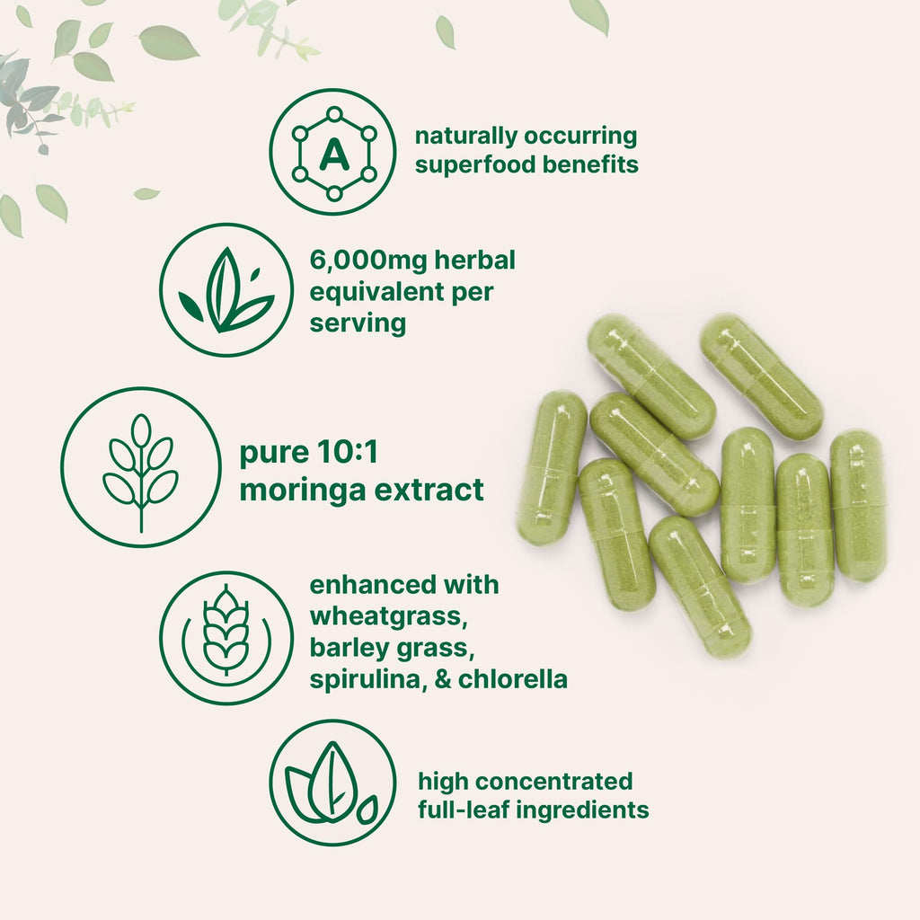 300 Capsules Moringa Oleifera Supergreens Blend Supplement F91136