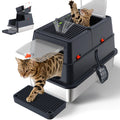 Stainless Steel Enclosed Litter Box with Lid, Extra Large, Black D3156