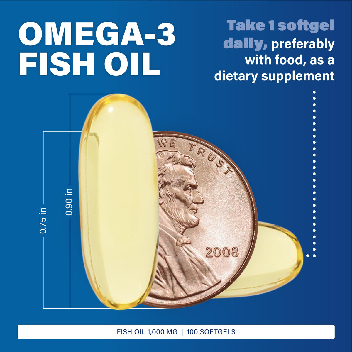 Omega-3 Fish Oil Supplement 1000mg 100 Softgels G39904