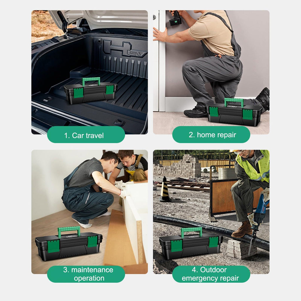 10-Inch Plastic Toolbox with Removable Tray and Double Lock Q605