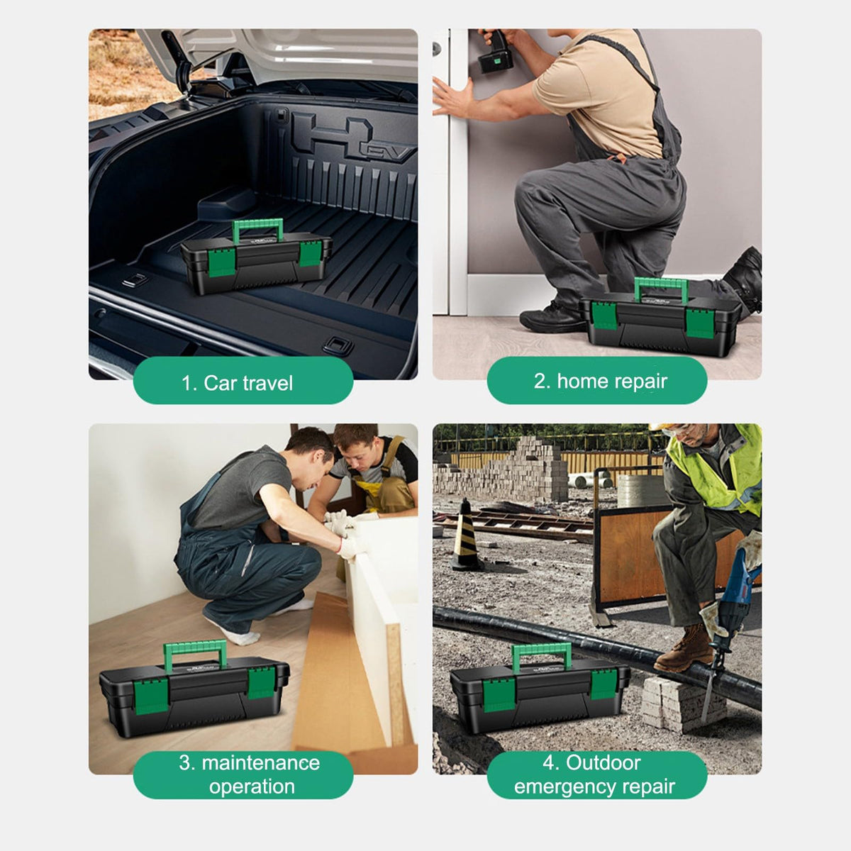 10-Inch Plastic Toolbox with Removable Tray and Double Lock Q605