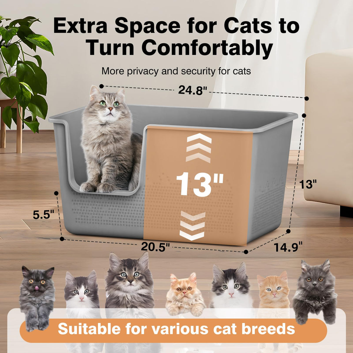 Extra Large High Sided Cat Litter Box H10205