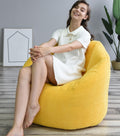 Yellow Cotton Linen Bean Bag Chair Cover 76x68x60cm B379929