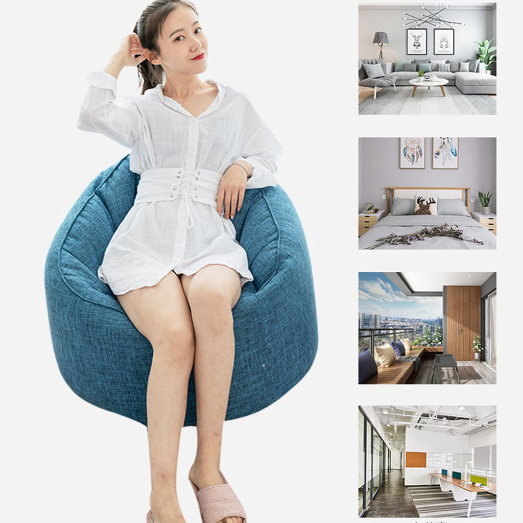 Yellow Cotton Linen Bean Bag Chair Cover 76x68x60cm B379929