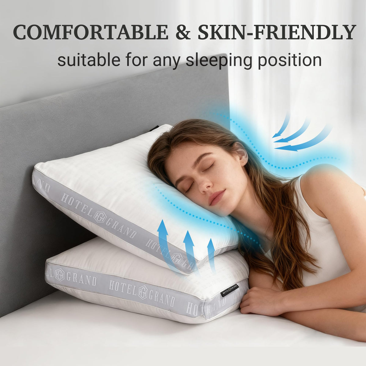 King Size Set of 2 Medium Soft Bed Pillows K365