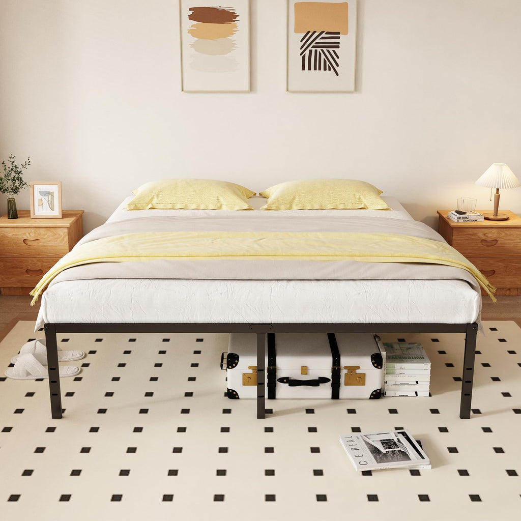 Queen 18 Inch Metal Platform Bed Frame, Black W249506