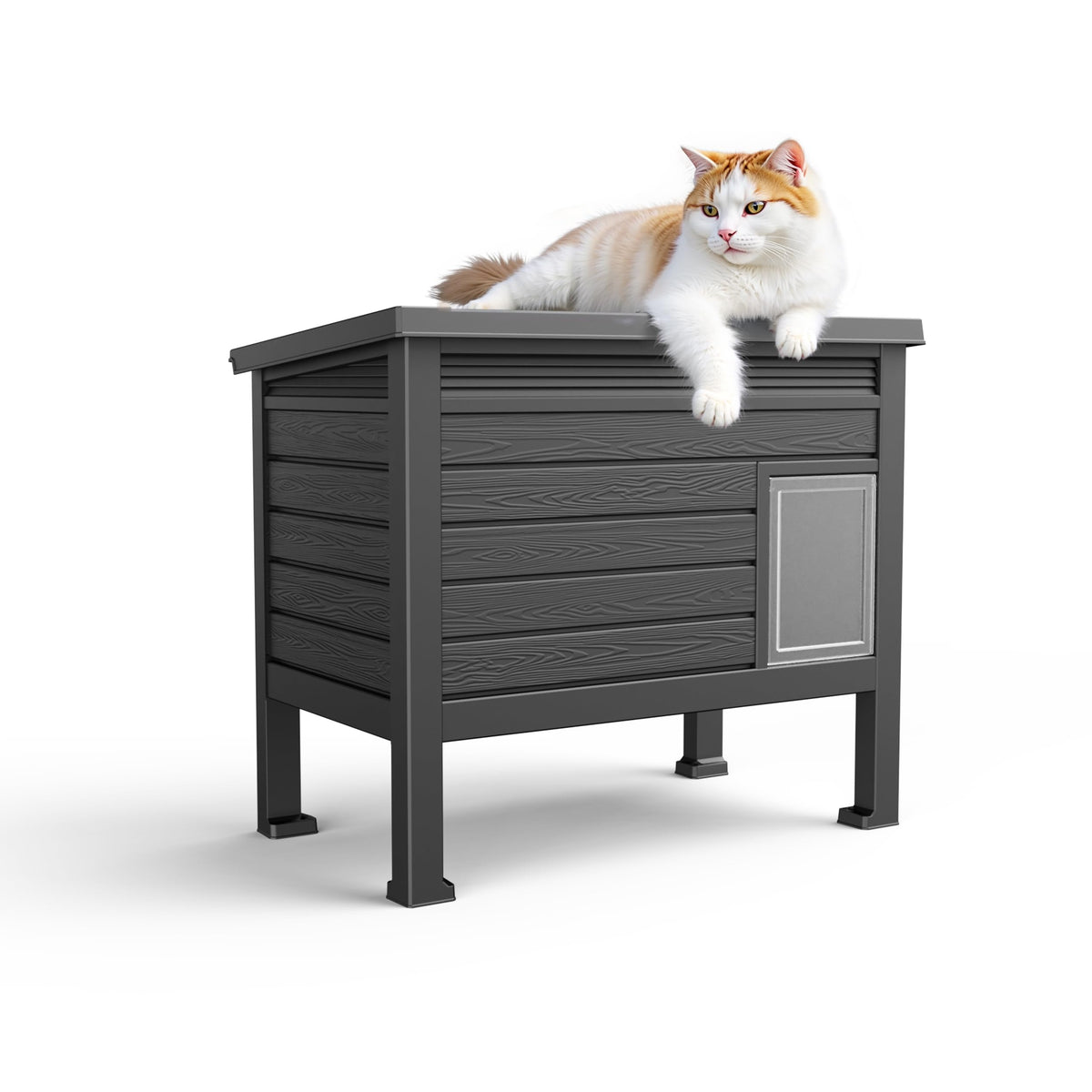 Outdoor Cat House, Black, Large Z87333