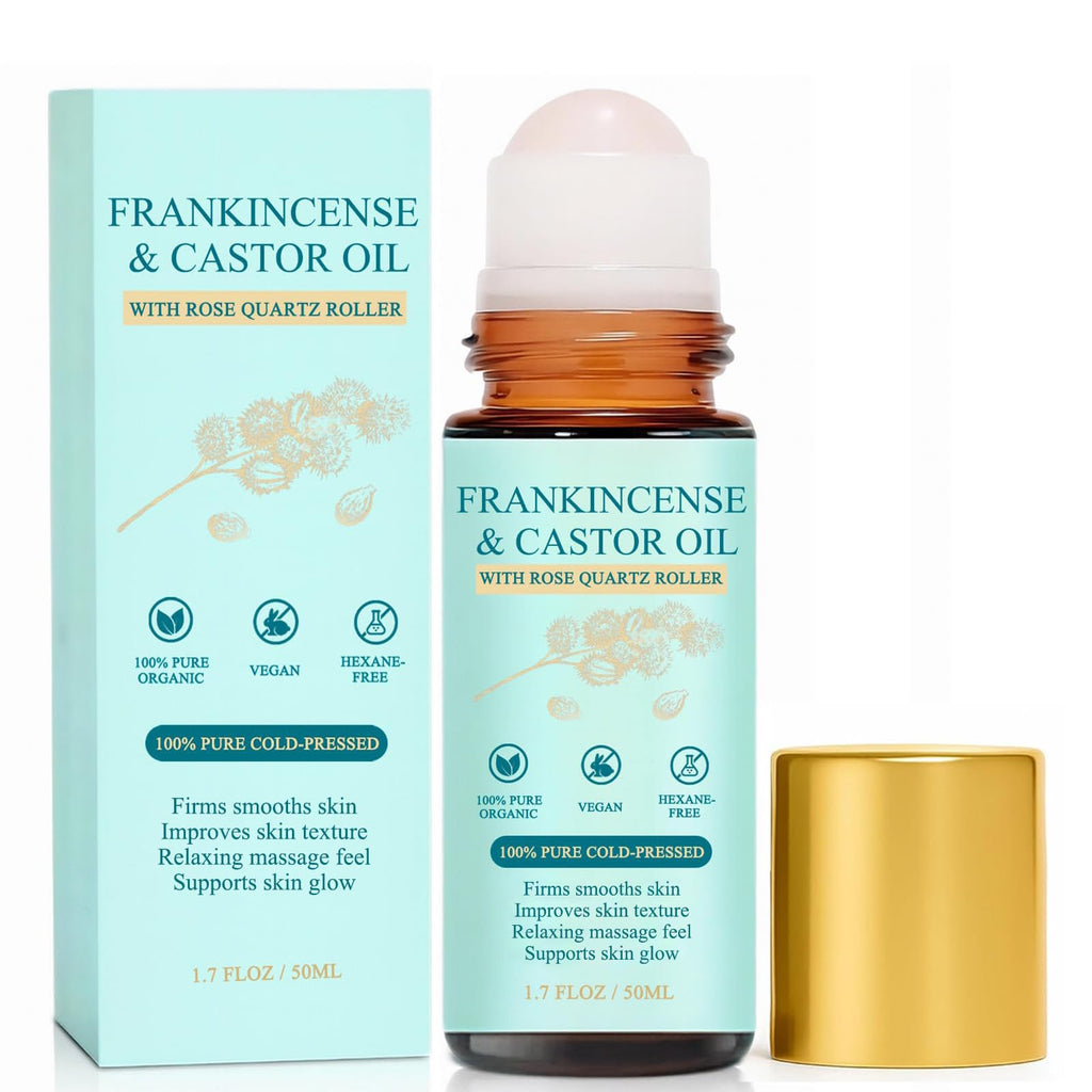 Cold-Pressed Castor Oil Roll On with Rose Quartz Stone 1.7 fl oz X395663