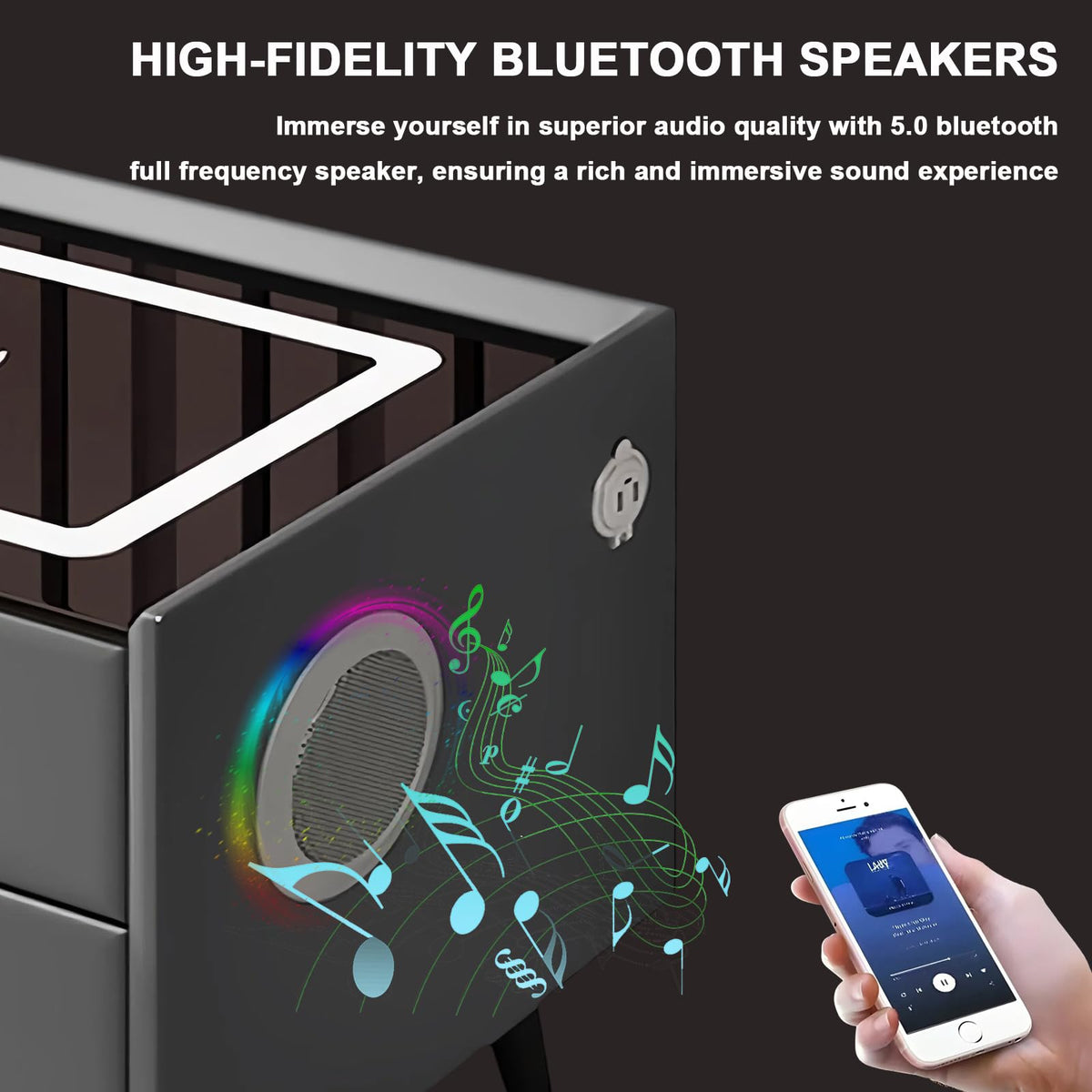White 3 Drawer Nightstand with Fingerprint Lock and Wireless Charging Y86658