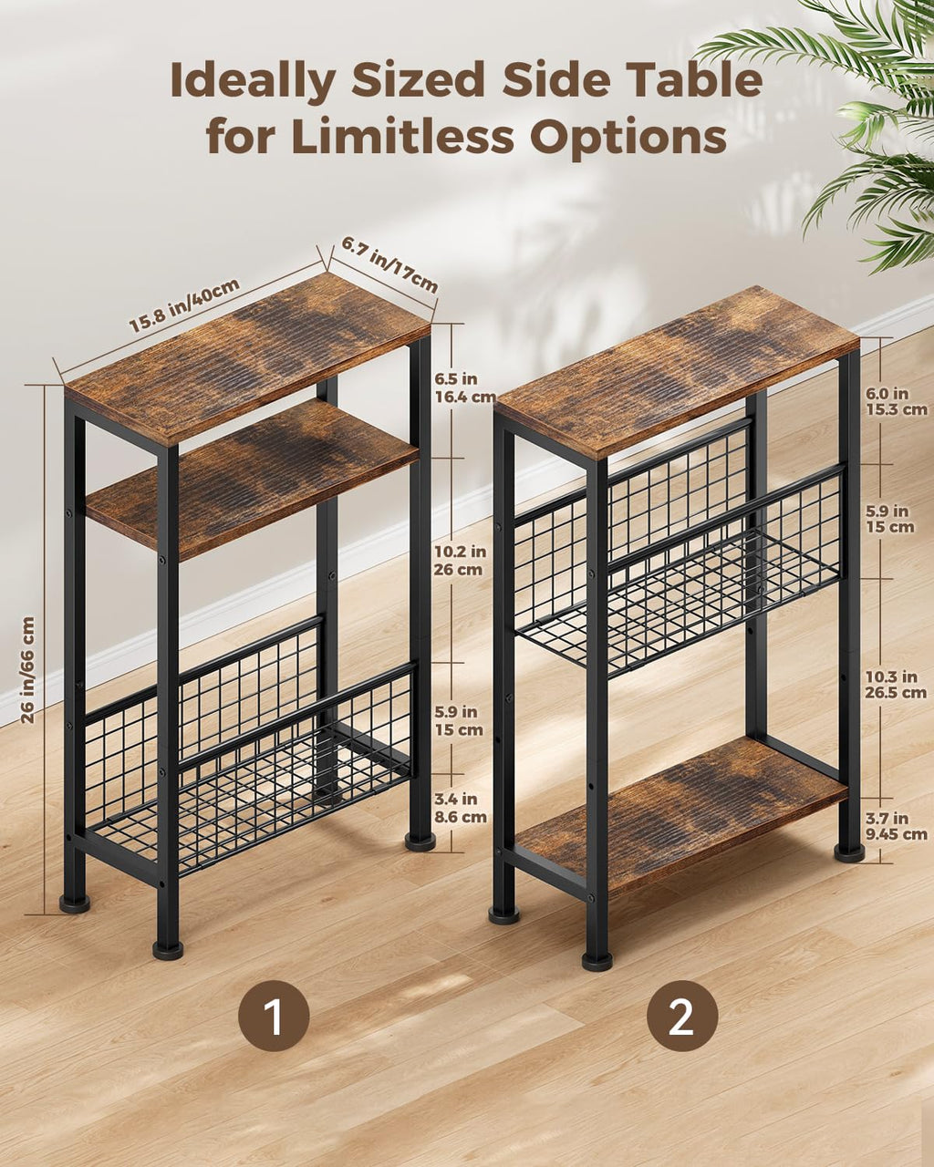 Narrow 3-Tier Wooden Side Table J929279