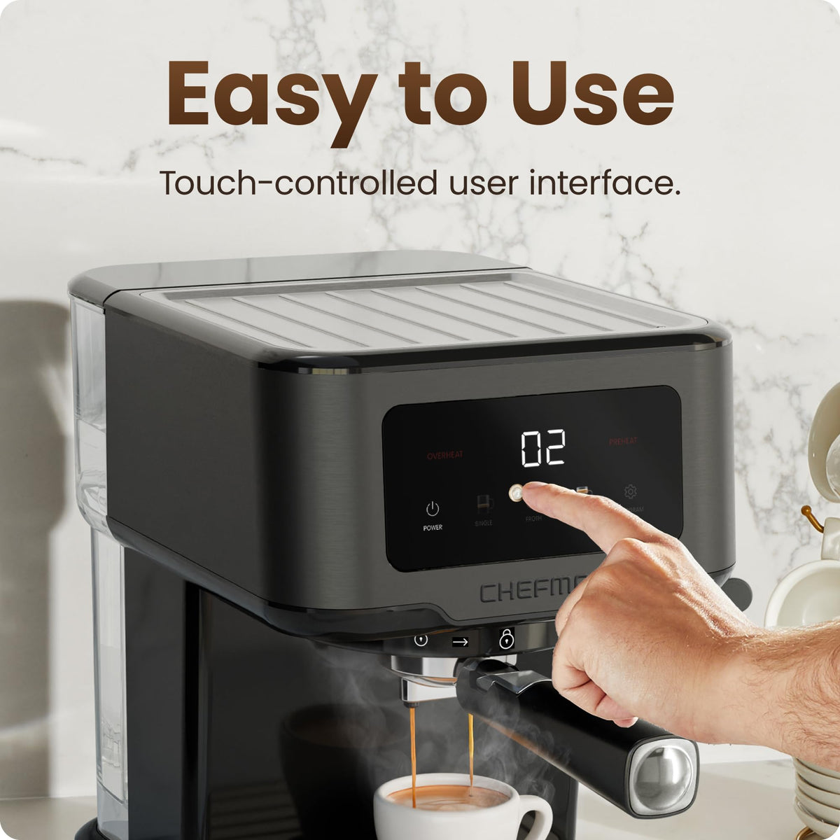 15 Bar Digital Espresso Machine with Steam Wand J59441
