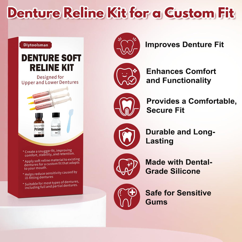 Denture Soft Reline Kit for Upper and Lower Dentures Q82117