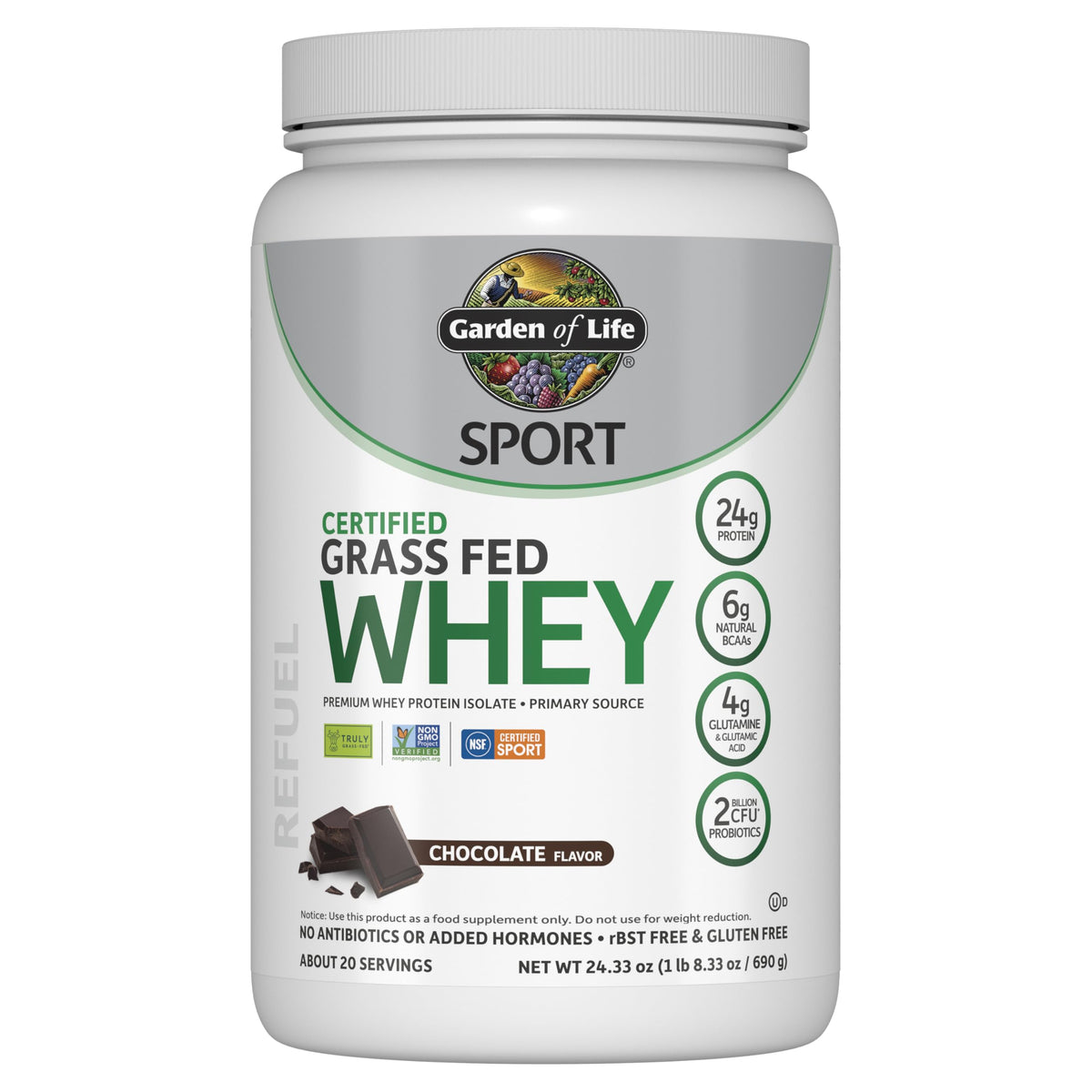 Grass Fed Whey Protein Powder, Chocolate, 20 Servings R83293