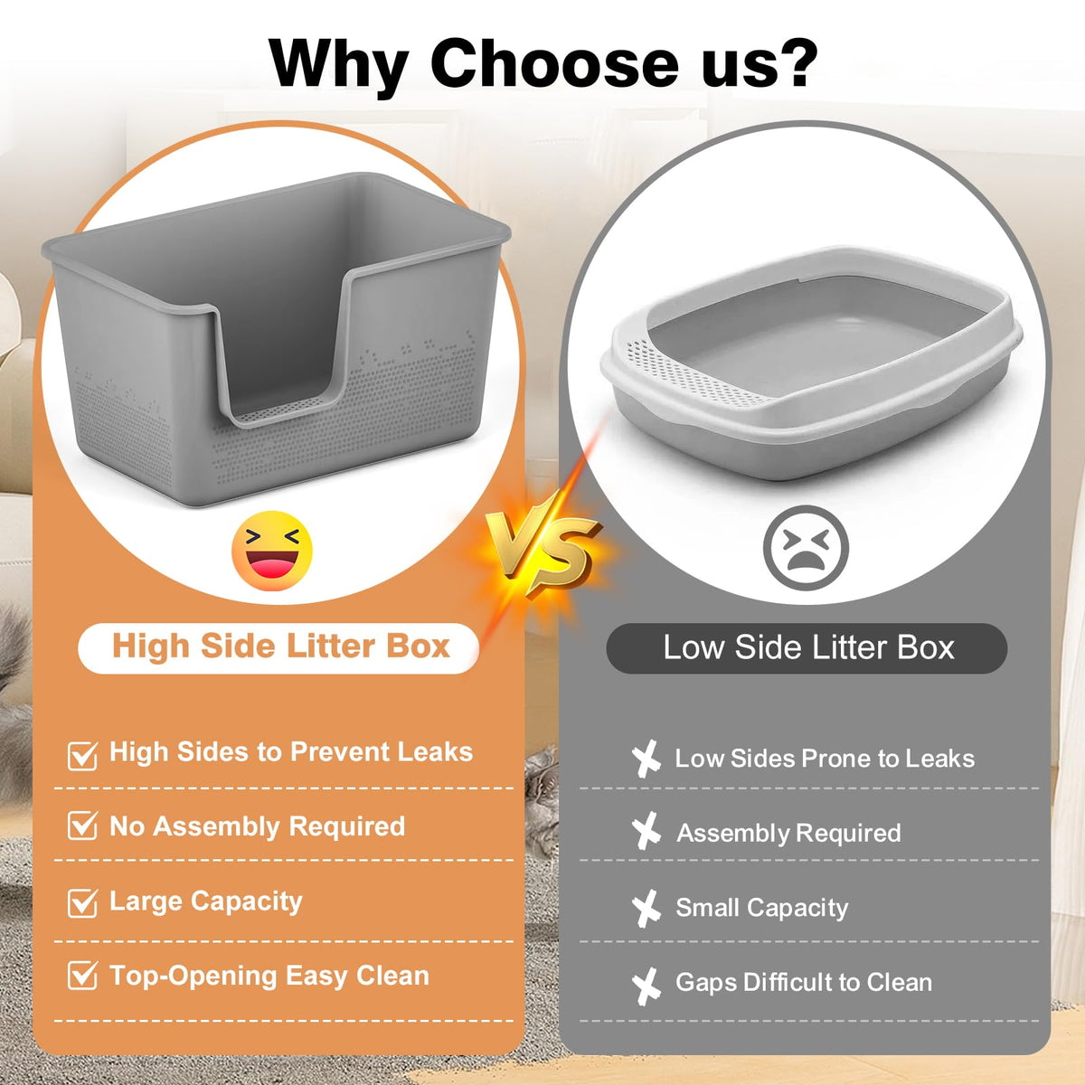Extra Large High Sided Cat Litter Box H10205