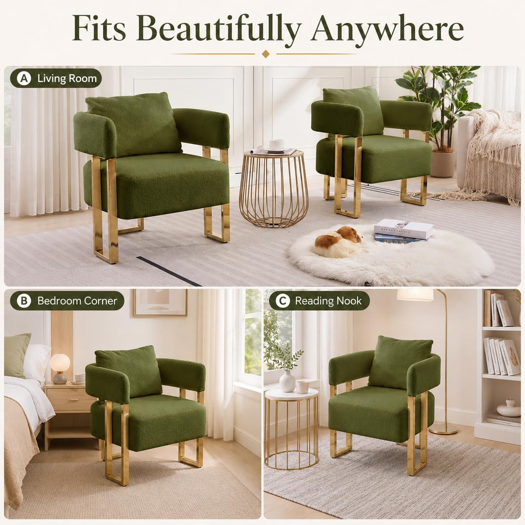 Green Teddy Accent Chair Set of 2 Upholstered Arm Chair V954662