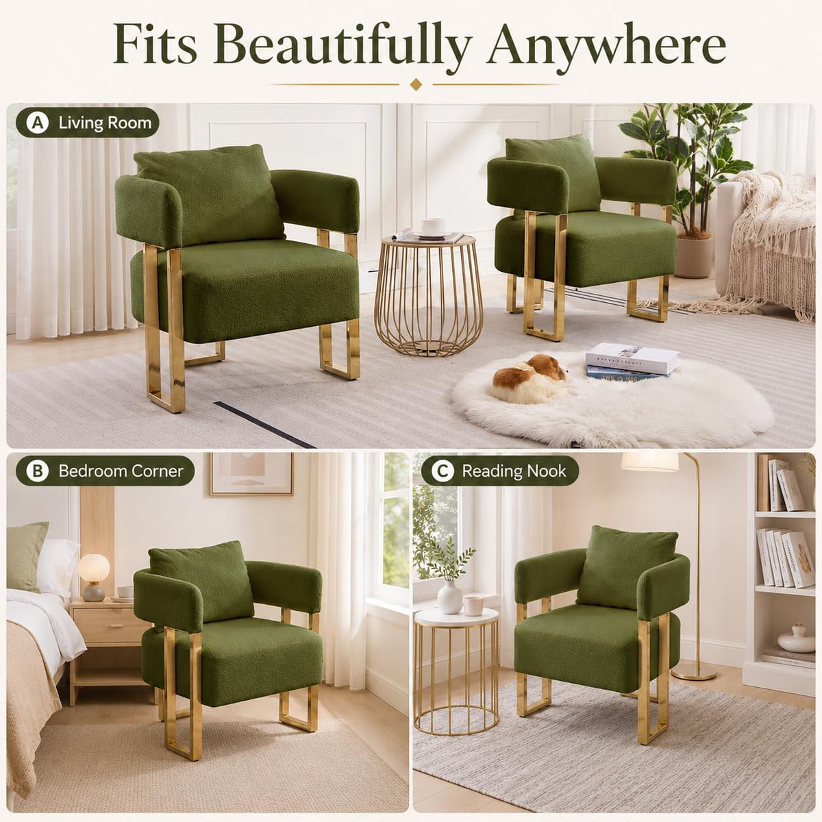 Green Teddy Accent Chair Set of 2 Upholstered Arm Chair V954662