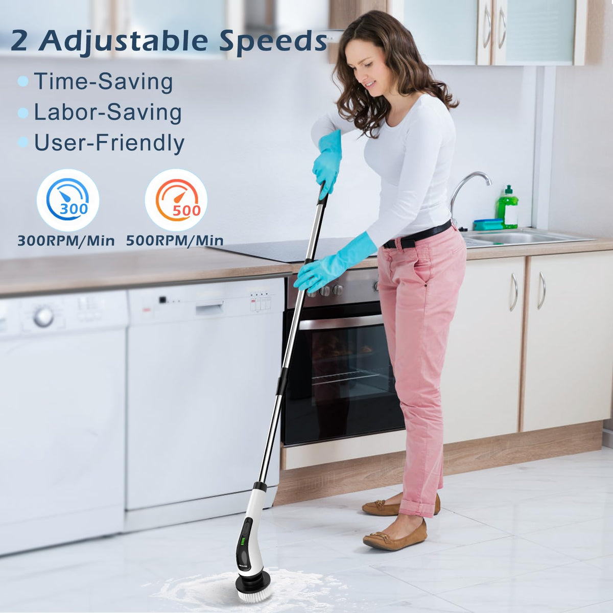 Electric Spin Scrubber with Long Handle F235