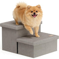 2-Step Wide Dog Stairs with Storage, Non-Slip Foldable Pet Steps, Grey R4089