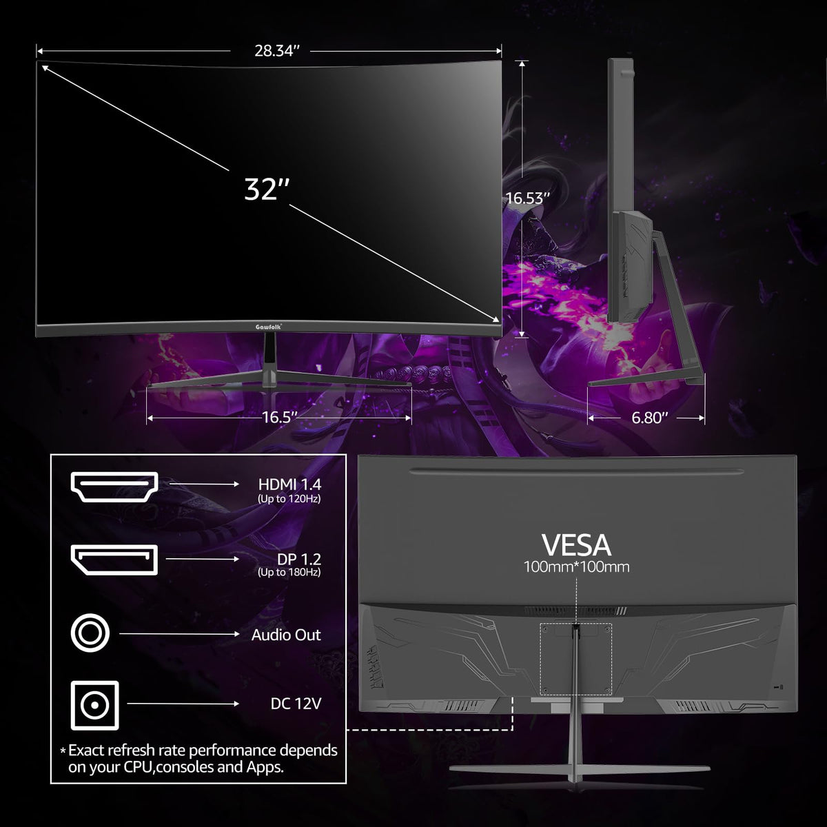 32 inch Curved Gaming Monitor 165HZ W439
