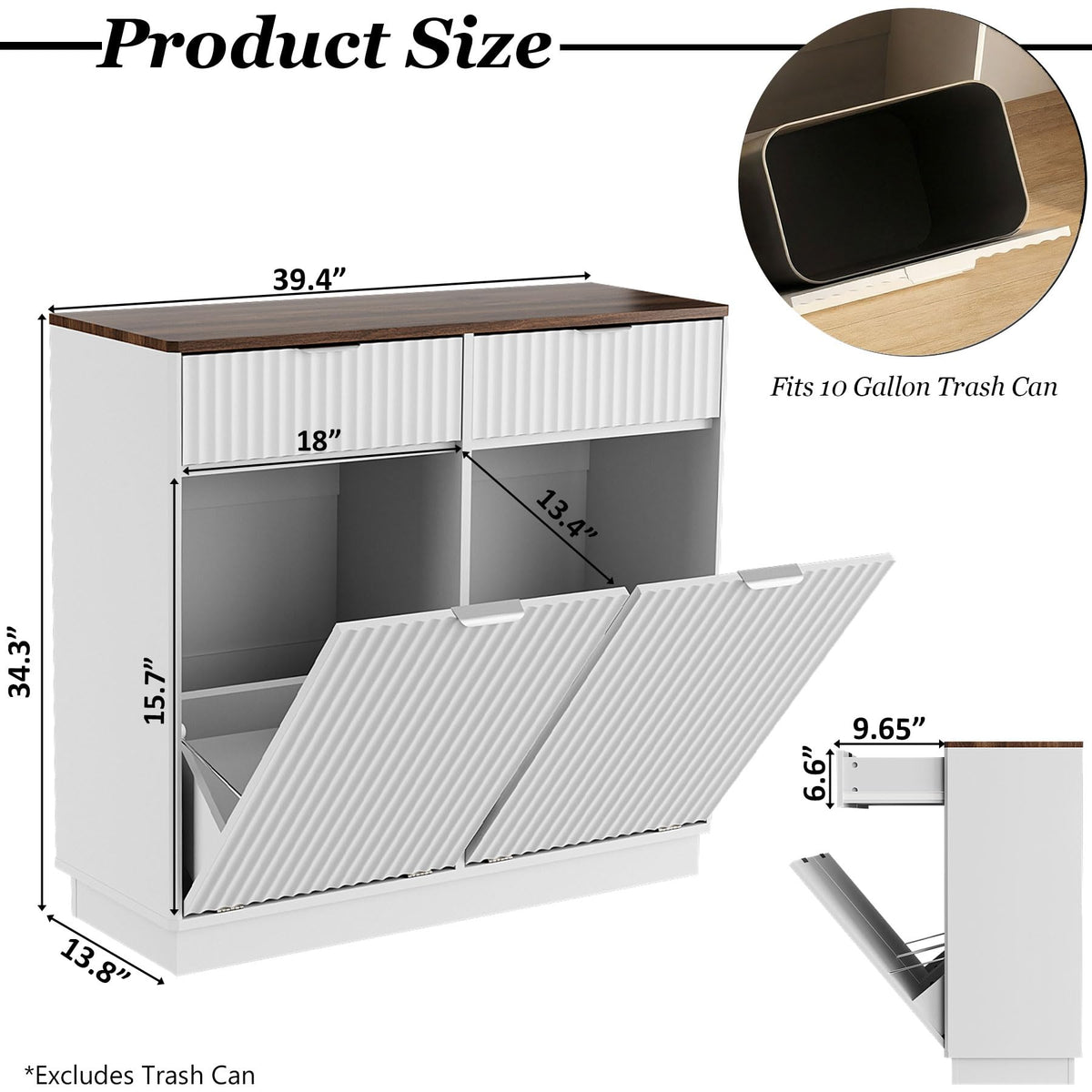 White Double Tilt Out Trash Can Cabinet S9084