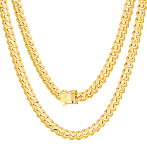 18K Yellow Gold Cuban Link Chain Necklace P621