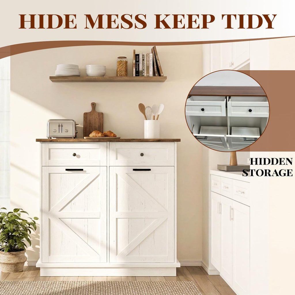 White 20 Gallon Tilt Out Trash Can Cabinet G16126