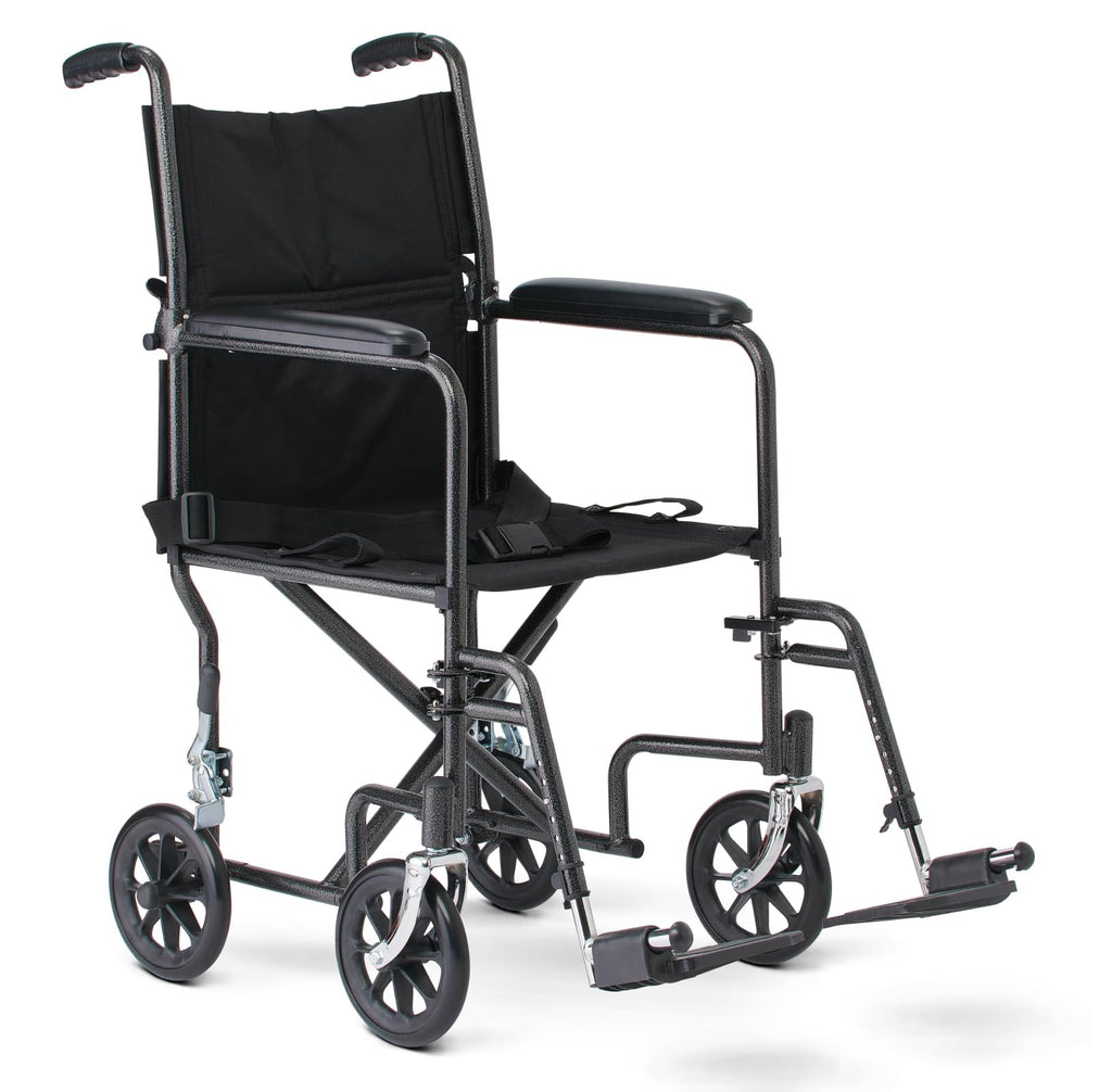 Folding Steel Transport Wheelchair with Swing-Away Footrests A16967