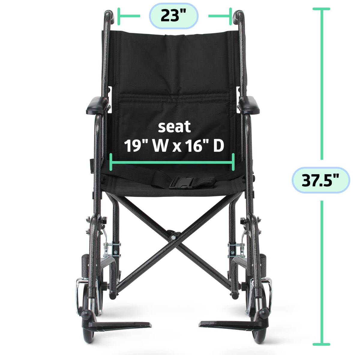 Folding Steel Transport Wheelchair with Swing-Away Footrests A16967