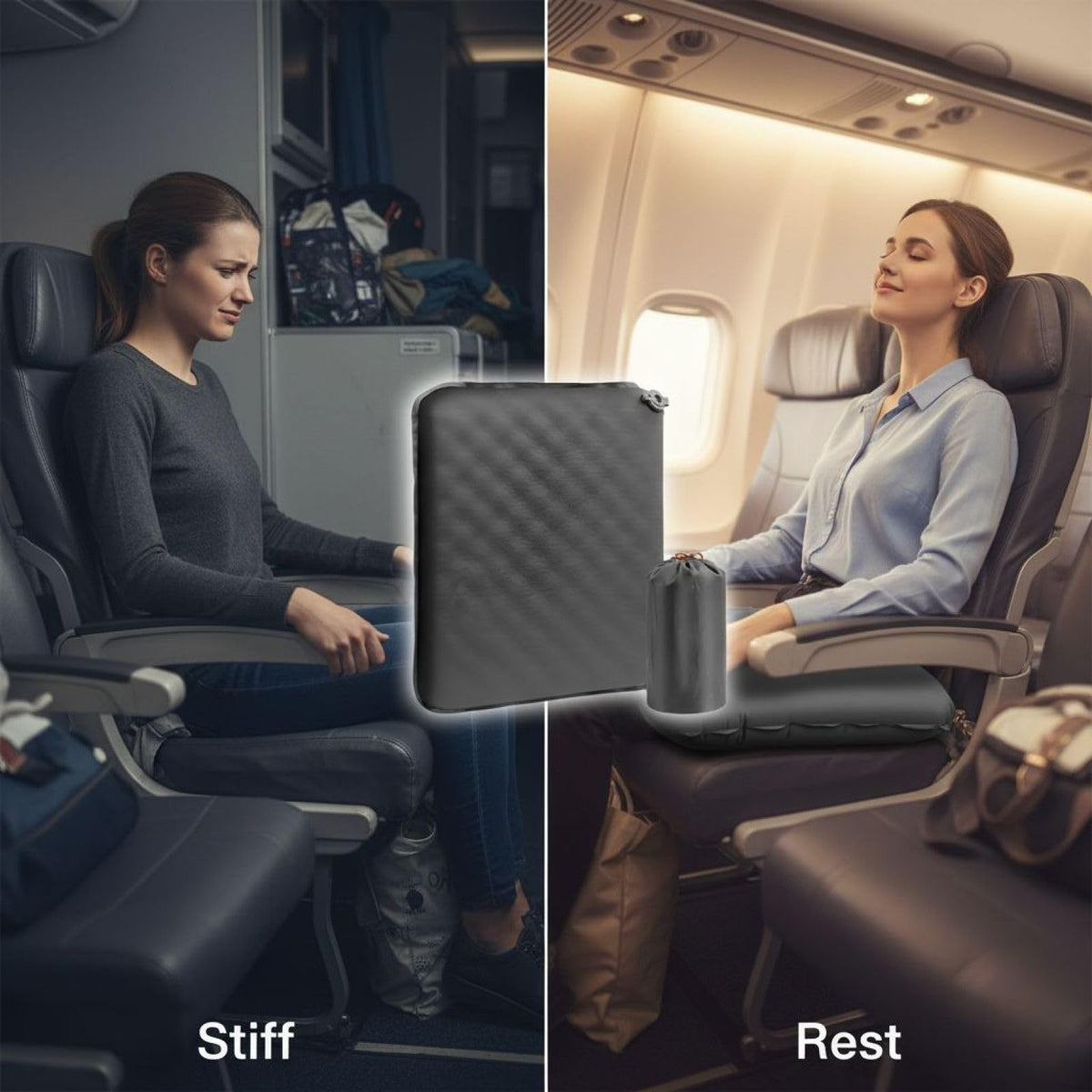 2 Pcs Inflatable Seat Cushion, 16.9 x 13 in Nylon TPU E202