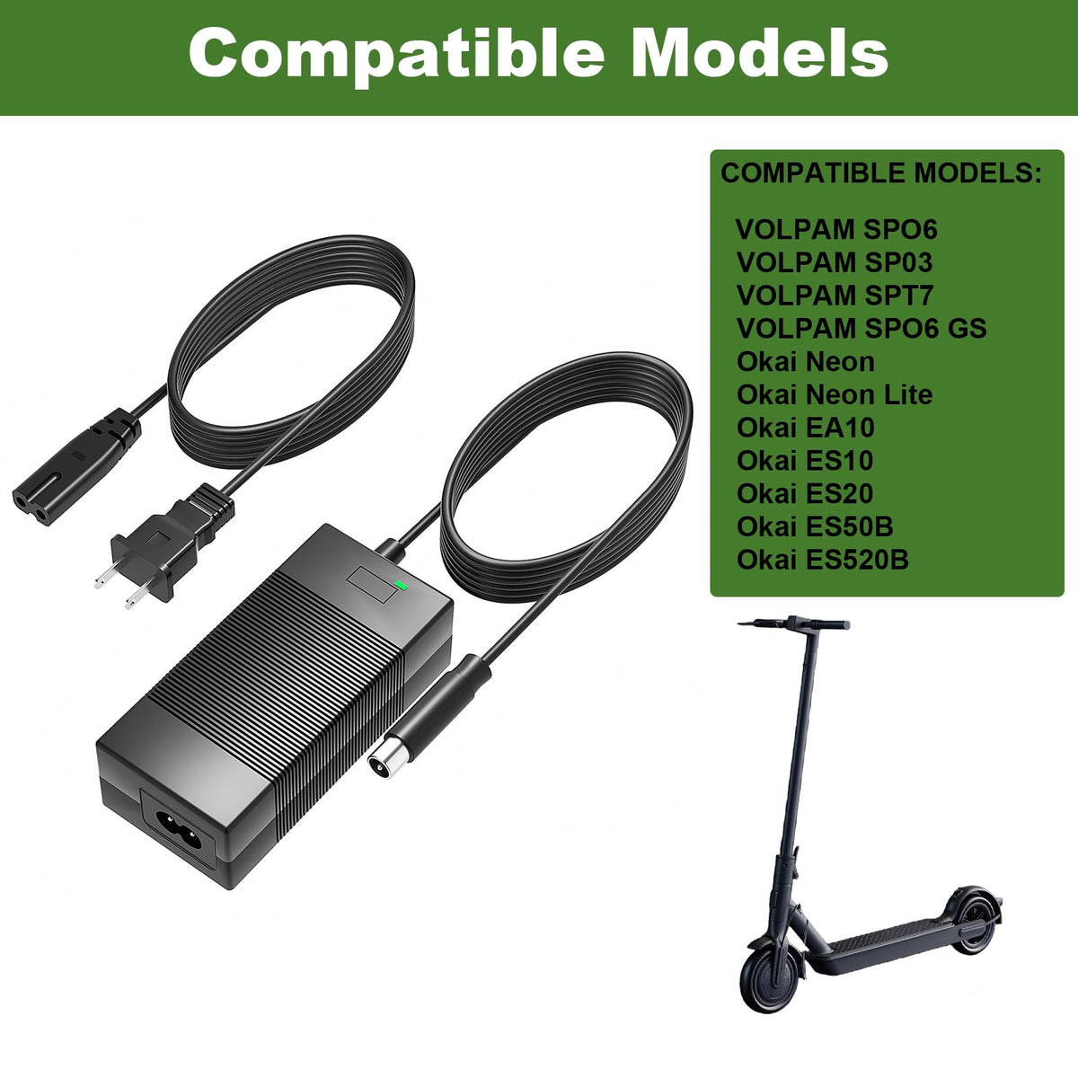 42V 2A Battery Charger Power Adapter Cord X41283