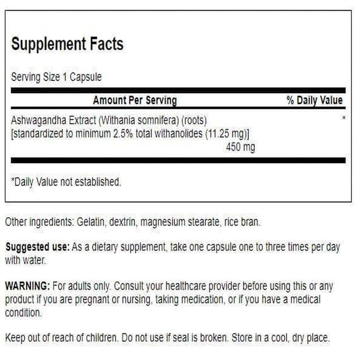 Ashwagandha Extract 450 mg 60 Capsules Q3574
