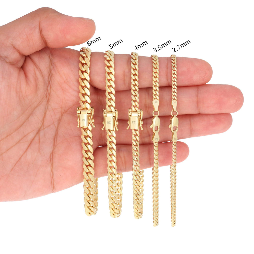 18K Yellow Gold Cuban Link Chain Necklace P621