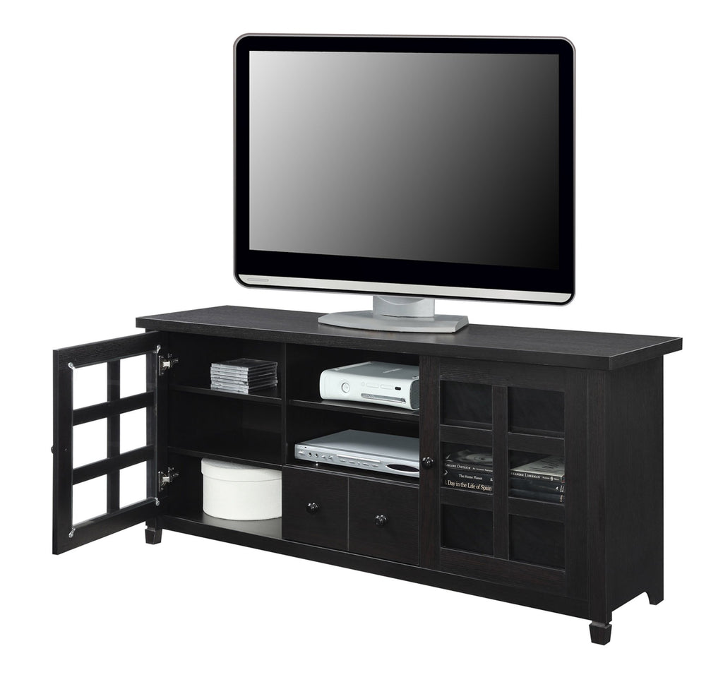 Espresso 1 Drawer TV Stand with Storage Cabinets and Shelves F546