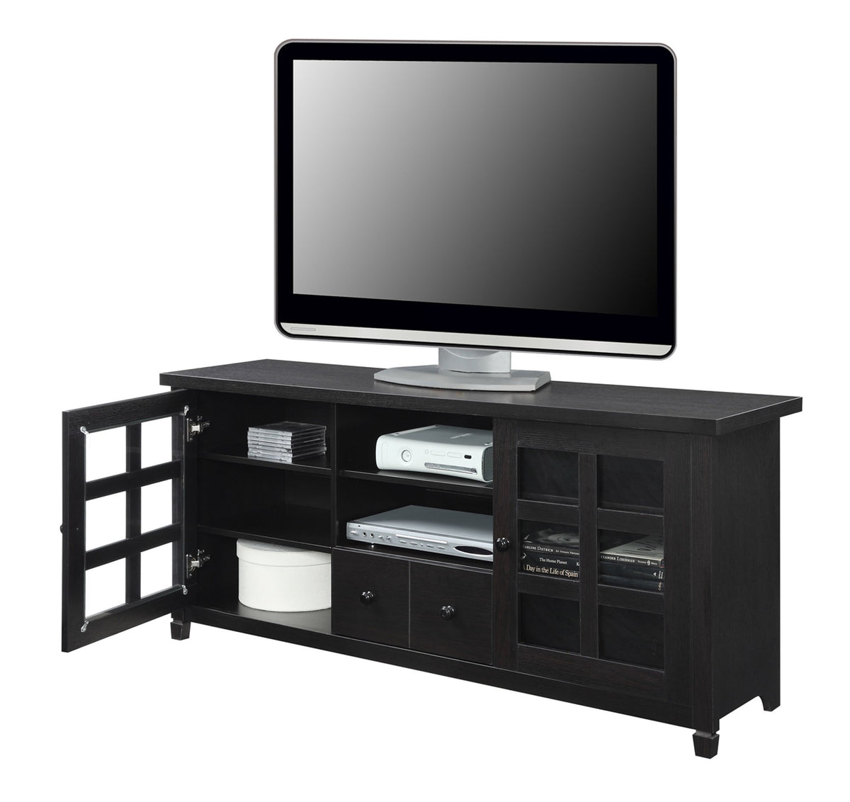 Espresso 1 Drawer TV Stand with Storage Cabinets and Shelves F546