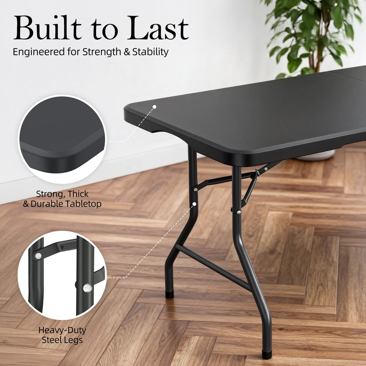 6FT Heavy Duty Foldable Plastic Table L223144