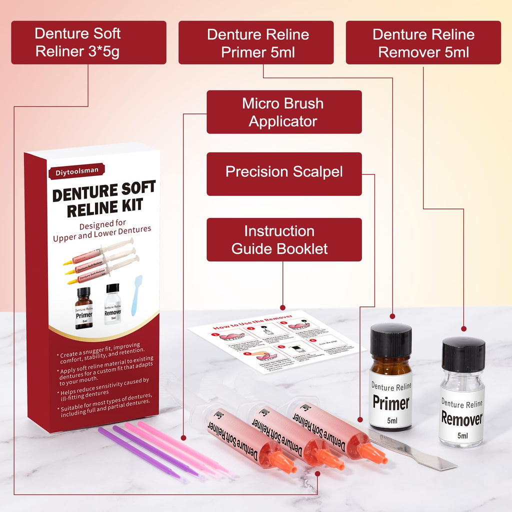 Denture Soft Reline Kit for Upper and Lower Dentures Q82117