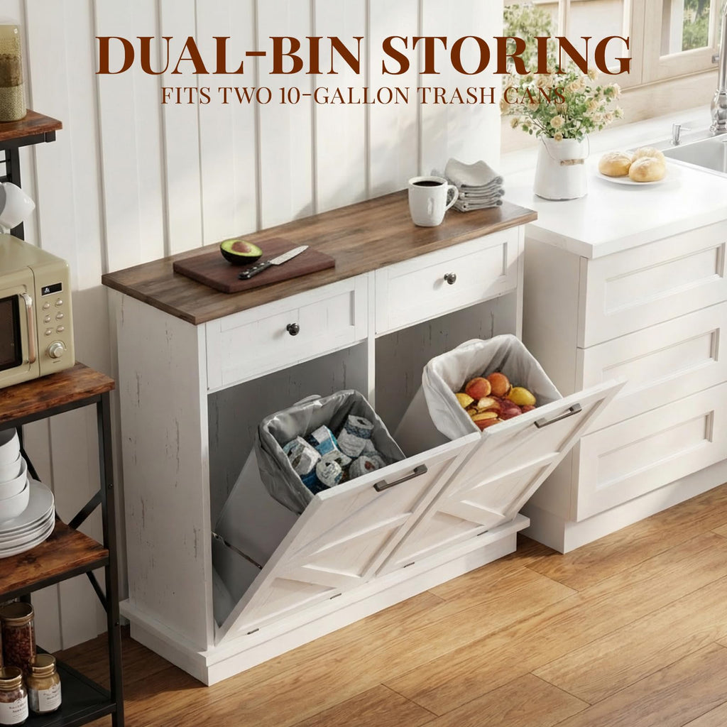 White 20 Gallon Tilt Out Trash Can Cabinet G16126