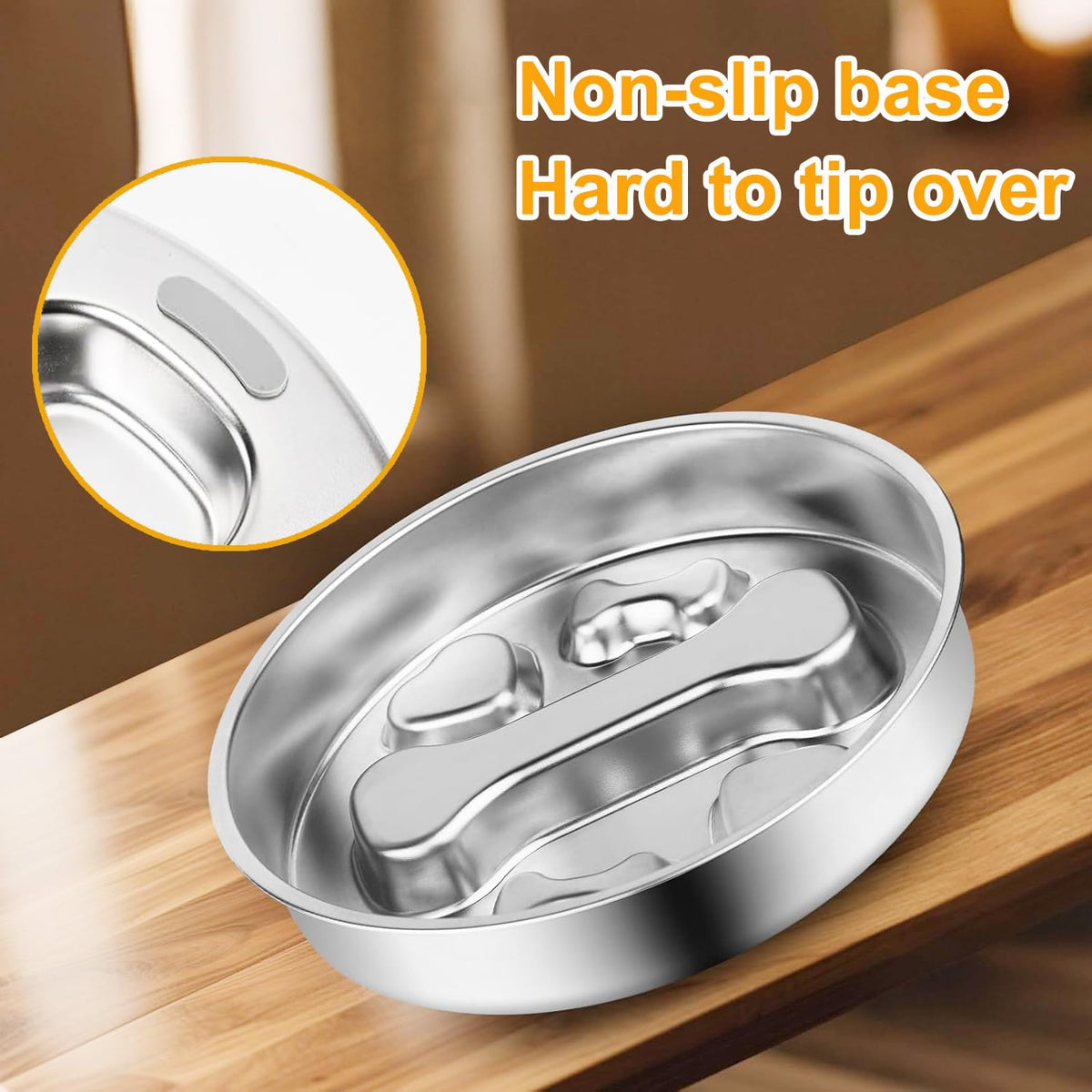 Stainless Steel Slow Feeder Dog Bowls, 2 Pcs V317991
