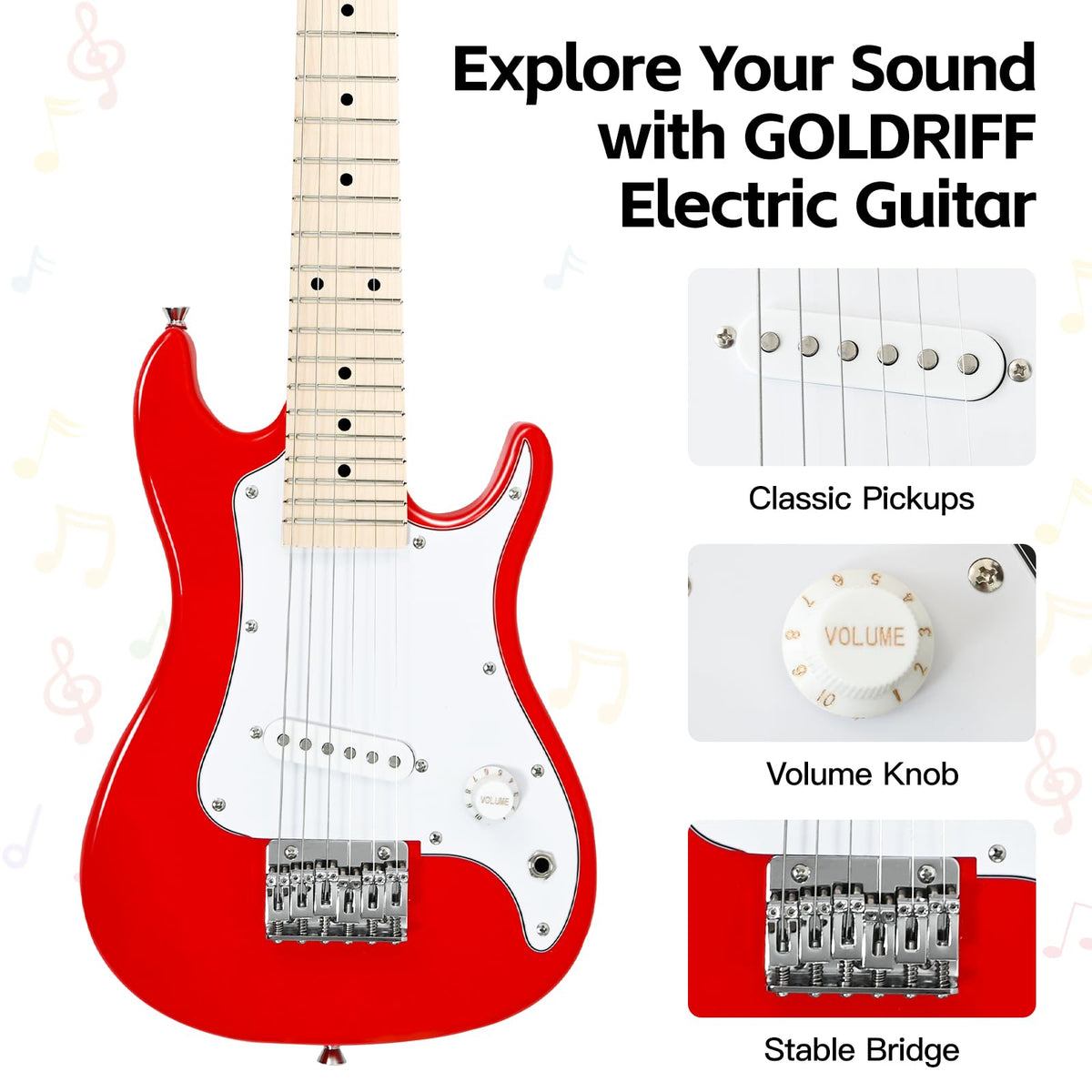 30in Kids Electric Guitar Starter Kit with 5W Amp and Gig Bag X99070
