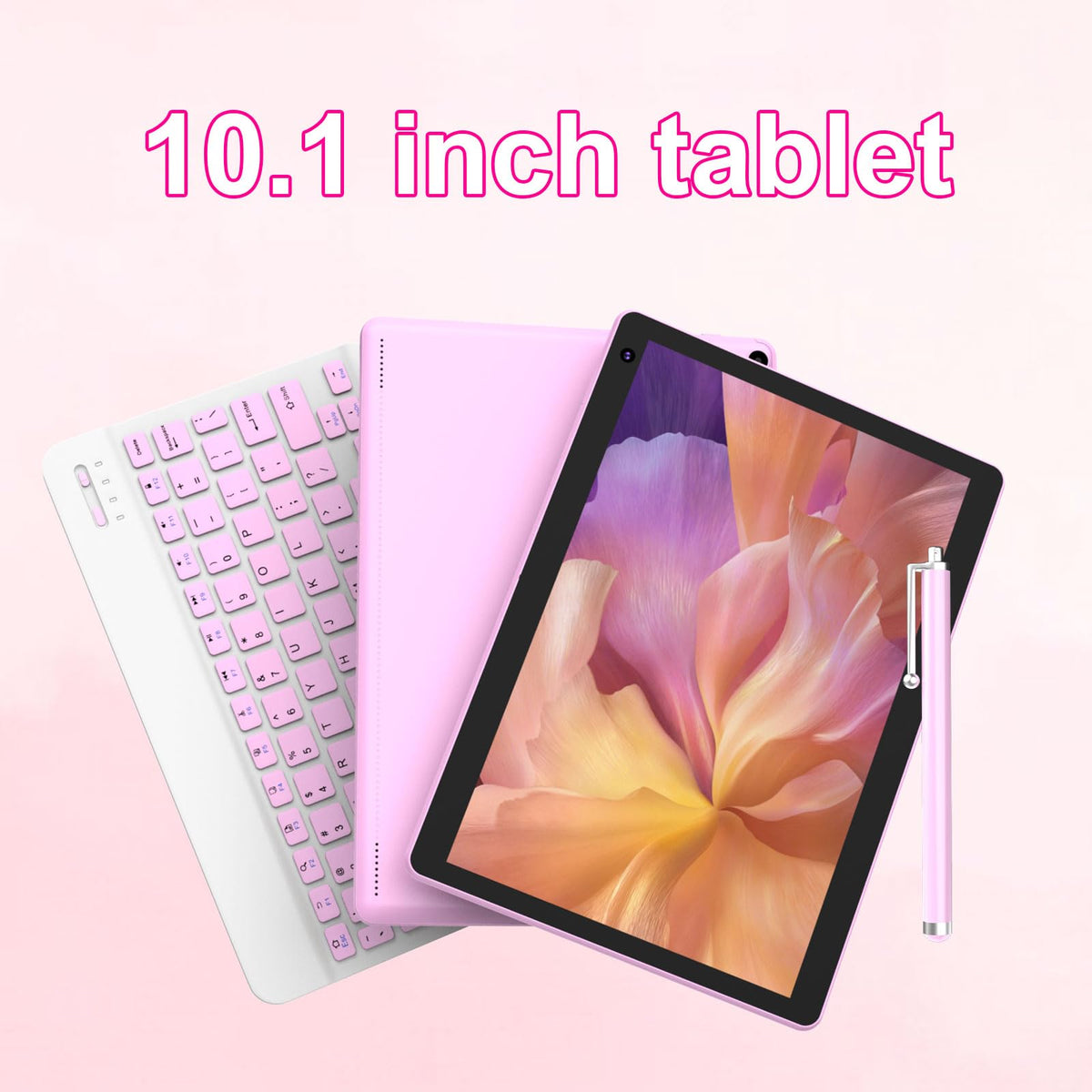 Android 15 Tablet 10 inch, 2 in 1 Tablet with Keyboard Case Mouse Stylus, 8GB RAM 32GB ROM, Quad Core, 1280x800 HD Screen, 6000mAh Z7948