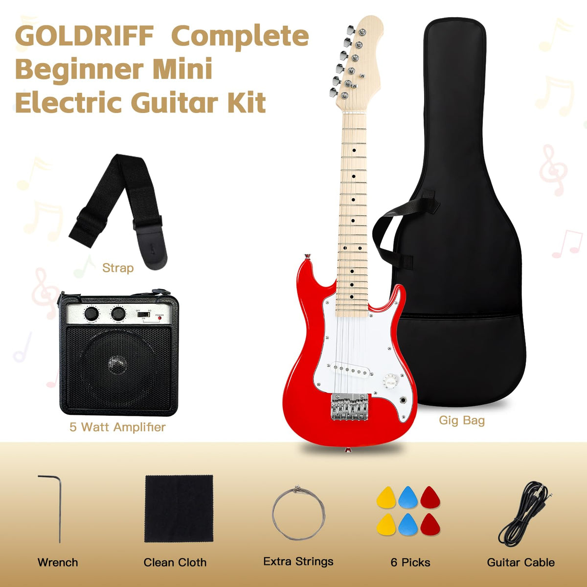 30in Kids Electric Guitar Starter Kit with 5W Amp and Gig Bag X99070