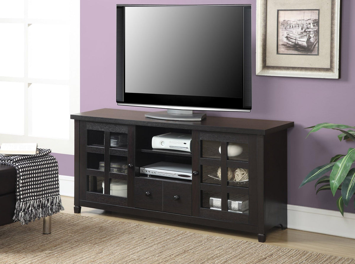 Espresso 1 Drawer TV Stand with Storage Cabinets and Shelves F546