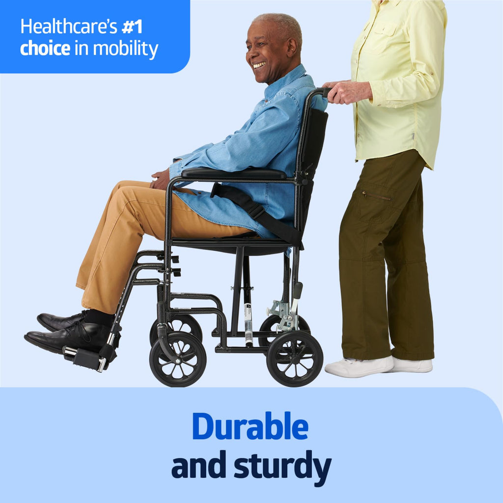 Folding Steel Transport Wheelchair with Swing-Away Footrests A16967