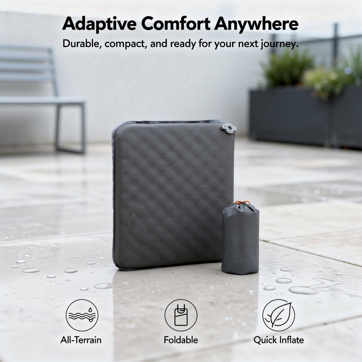 2 Pcs Inflatable Seat Cushion, 16.9 x 13 in Nylon TPU E202