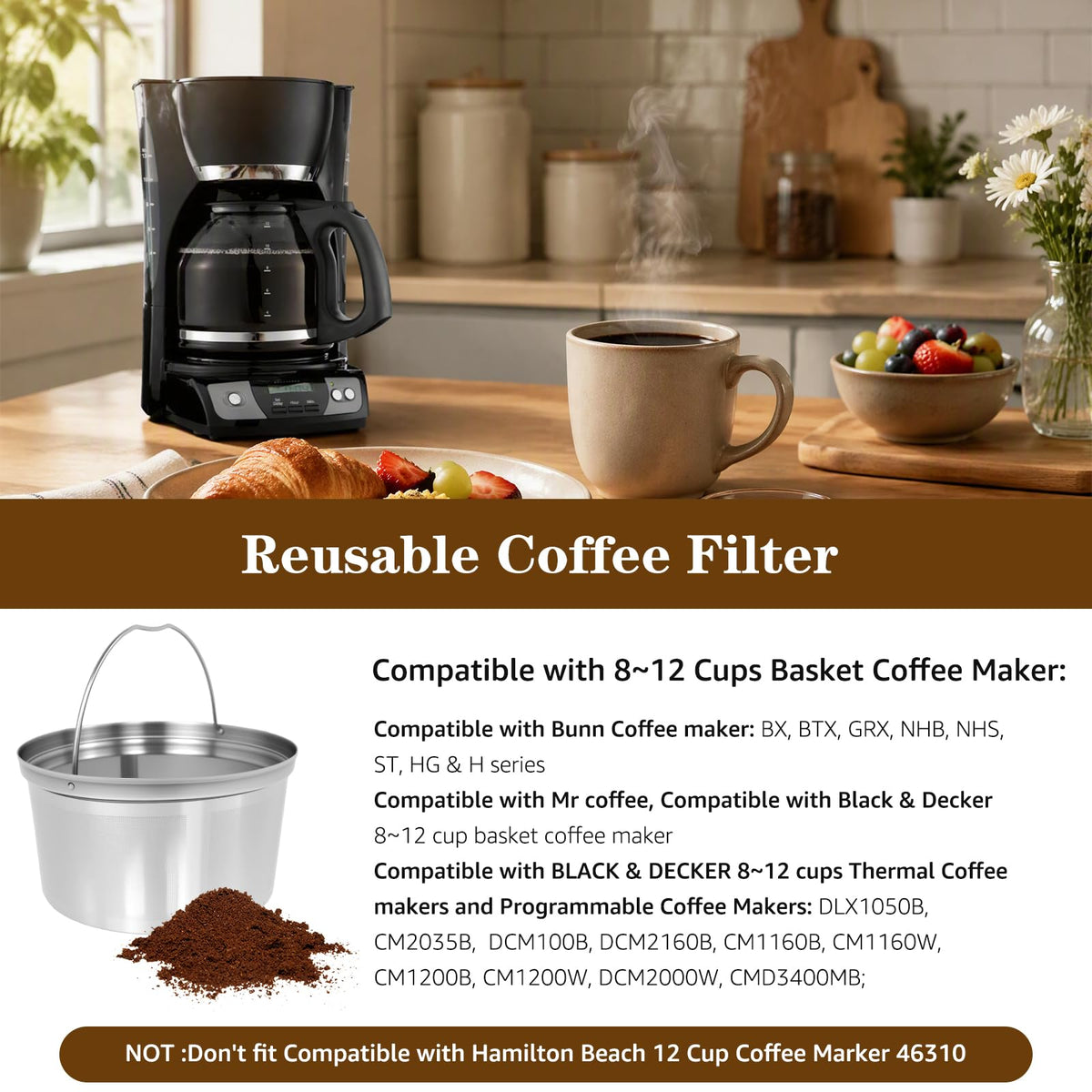 Stainless Steel Reusable Coffee Filter 2 Pack Y63247