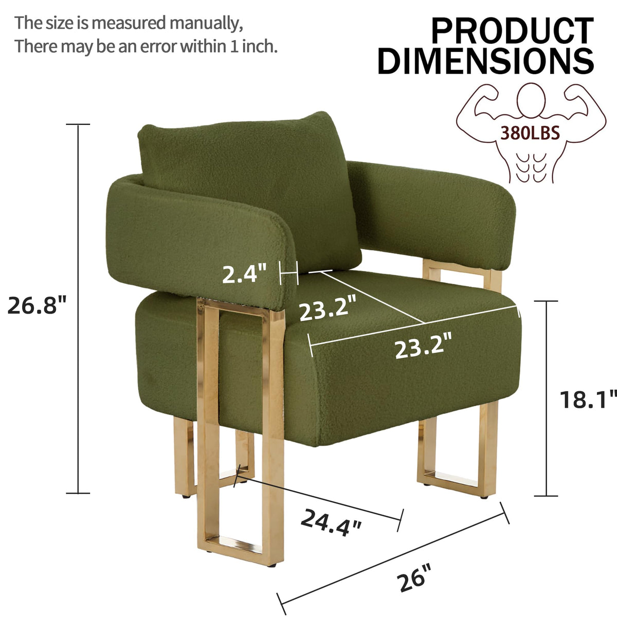 Green Teddy Accent Chair Set of 2 Upholstered Arm Chair V954662