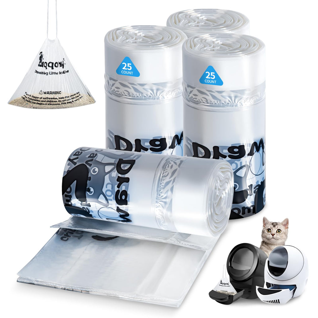 Litter Box Liners 100 Count Leak-Proof Drawstring I410