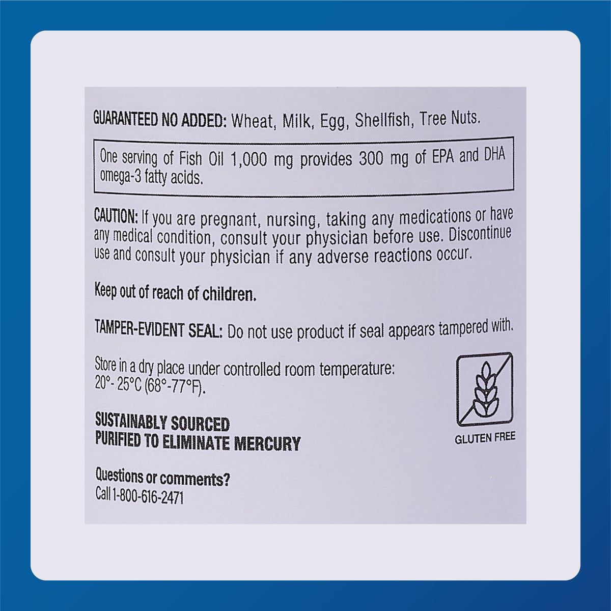 Omega-3 Fish Oil Supplement 1000mg 100 Softgels G39904