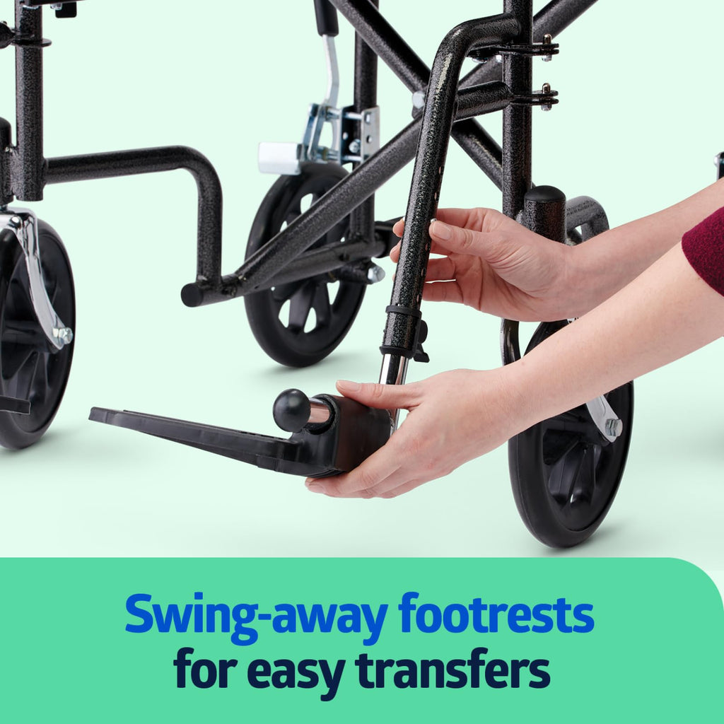 Folding Steel Transport Wheelchair with Swing-Away Footrests A16967